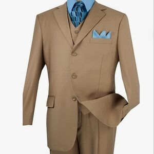 TOM JAMES SUIT JACKET, Sz 42R, Plaid Tan, Wool